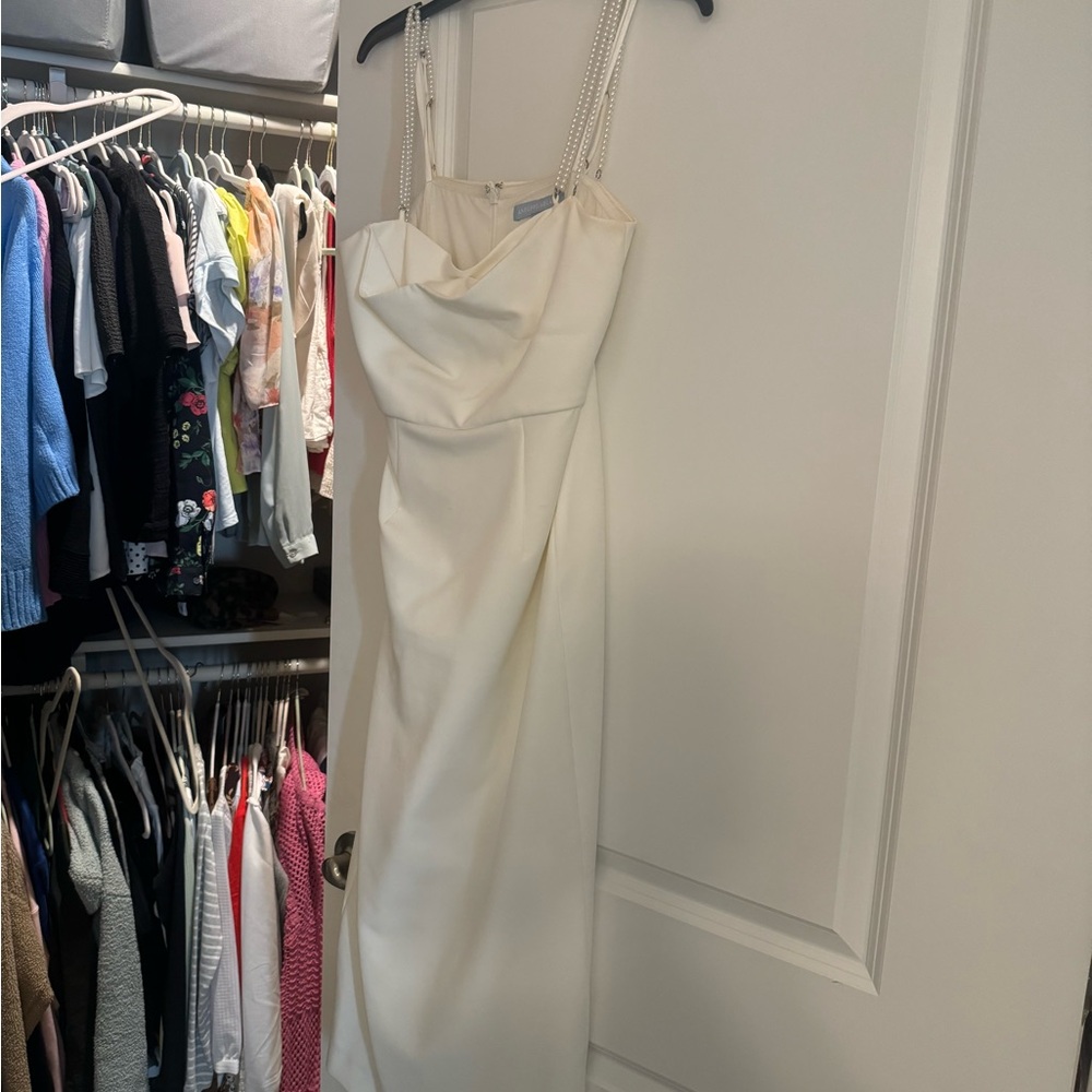 White Dress with pearl straps